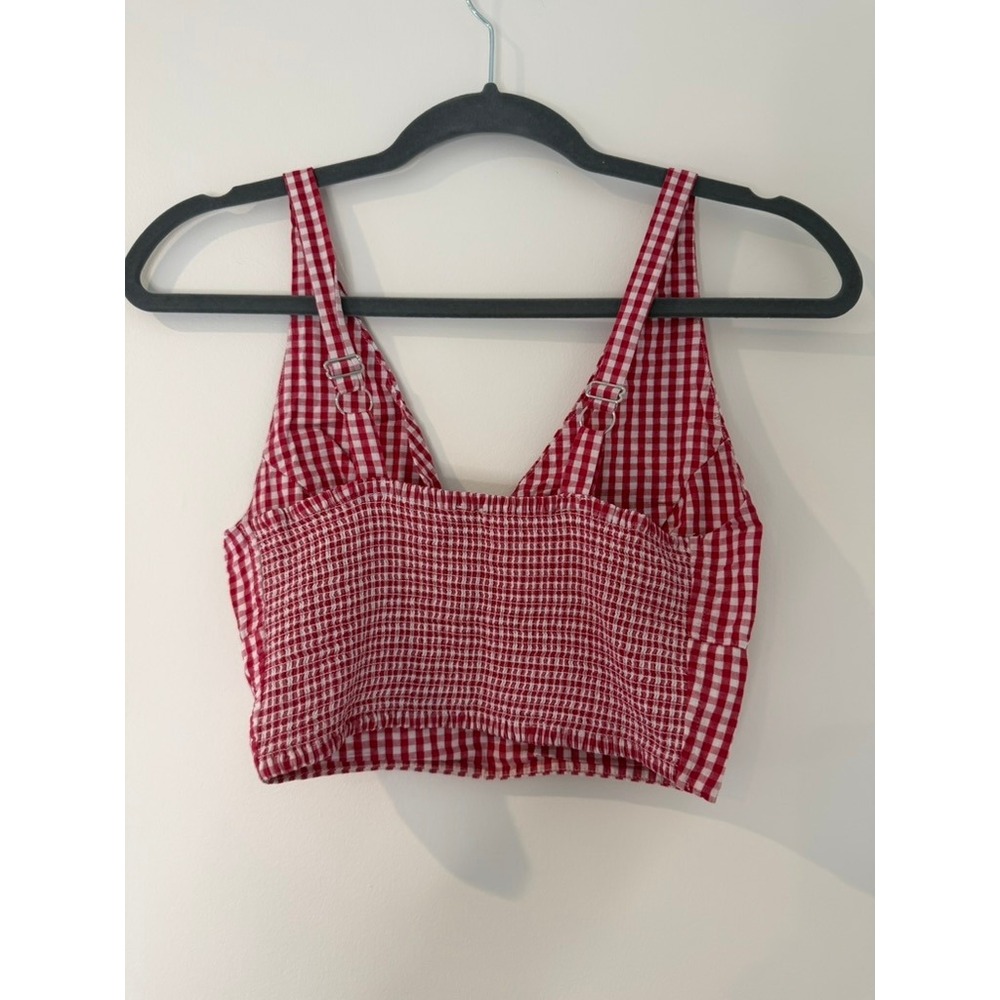 Brandy Melville Red Gingham Amara Crop Top Sweetheart Neckline, One Size - Picture 2 of 5